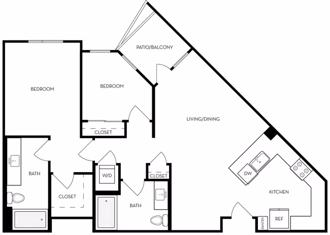 B3u - 2BR 2BA Flat 201 floor plan